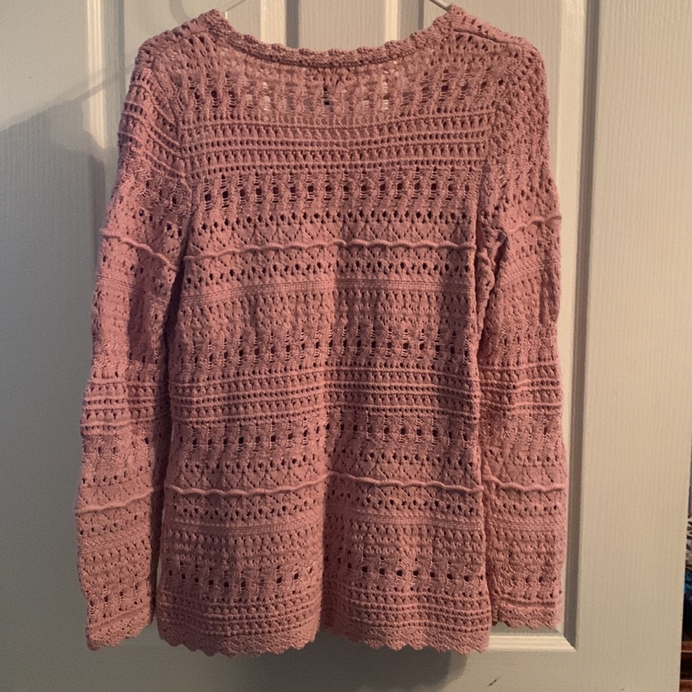 Dana Bachman Pink Crochet Sweater Women’s Size Medium - Picture 2 of 6